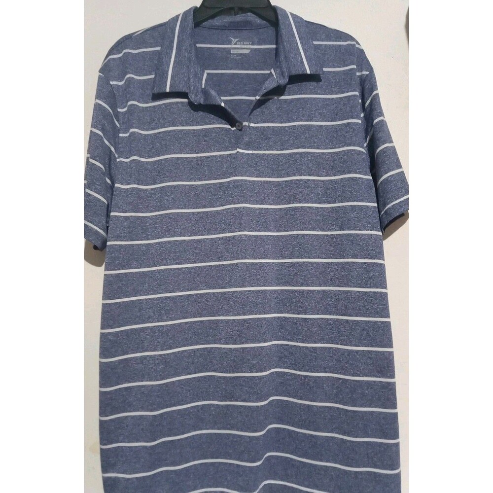 Old Navy Active Polo Shirt Men's Size XL Striped Short Sleeve Stretch